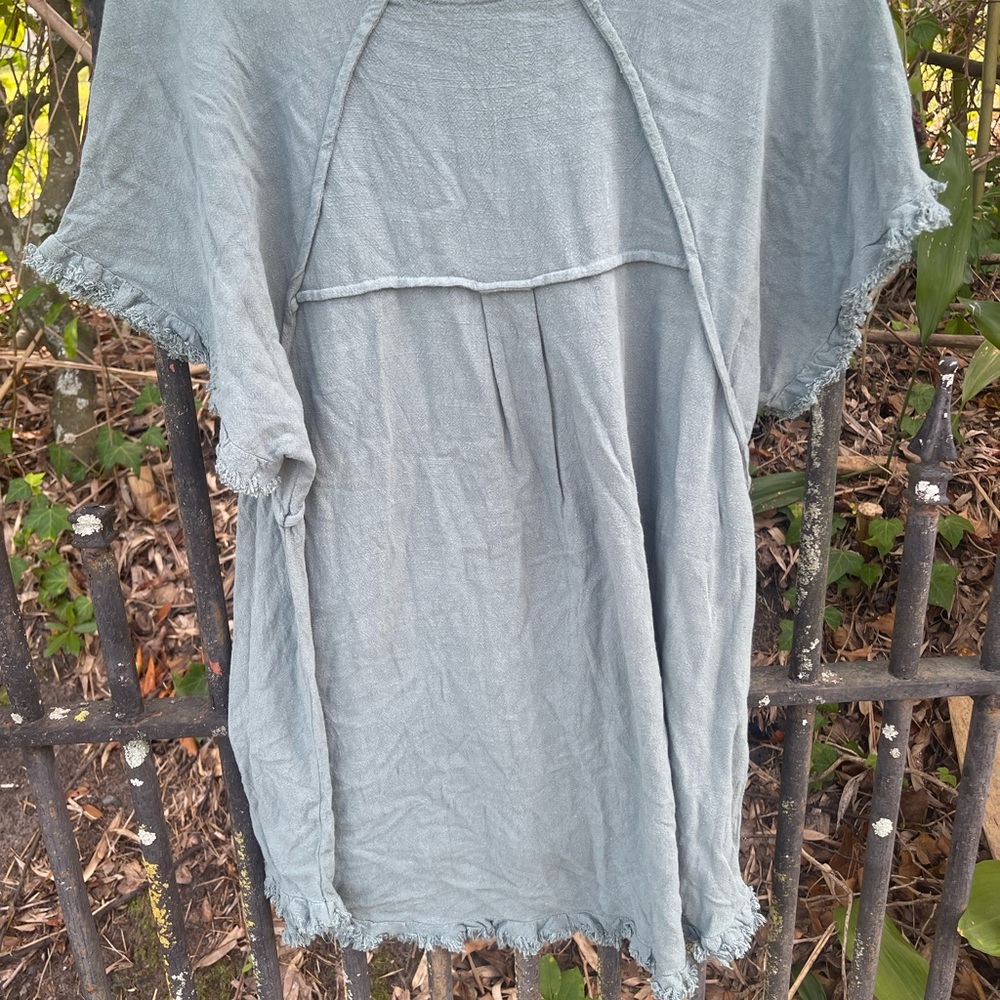 Frayed Hem jade Tunic Top, Umgee tunic top - Picture 7 of 9